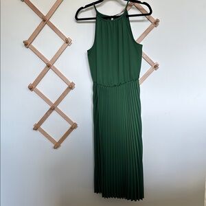 Green Pleated Halter Sheath Dress